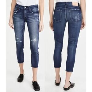 Moussy Vintage Lancaster Skinny Blue Distressed Denim Jeans Size 30